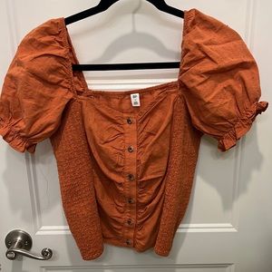 Orange Puff Sleeve Top